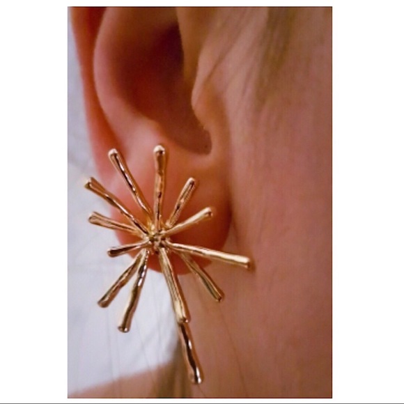 Sunburst Pierced Earrings Metal Lightweight Silver - Picture 6 of 6